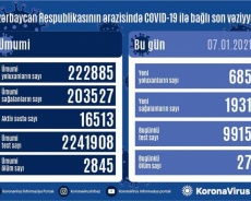 Koronavirus daha 27 can aldı: 685 yoluxma, 1931 sağalma